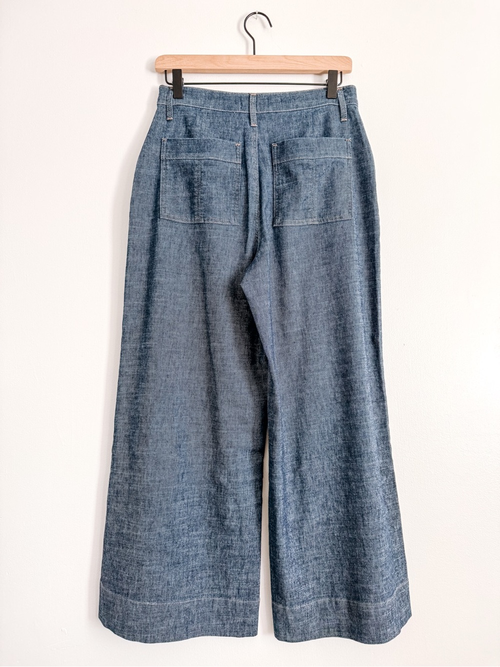 EVEREVE Beth Wide Leg Pants Hemp Blend Chambray Blue Size 27 - Picture 3 of 7